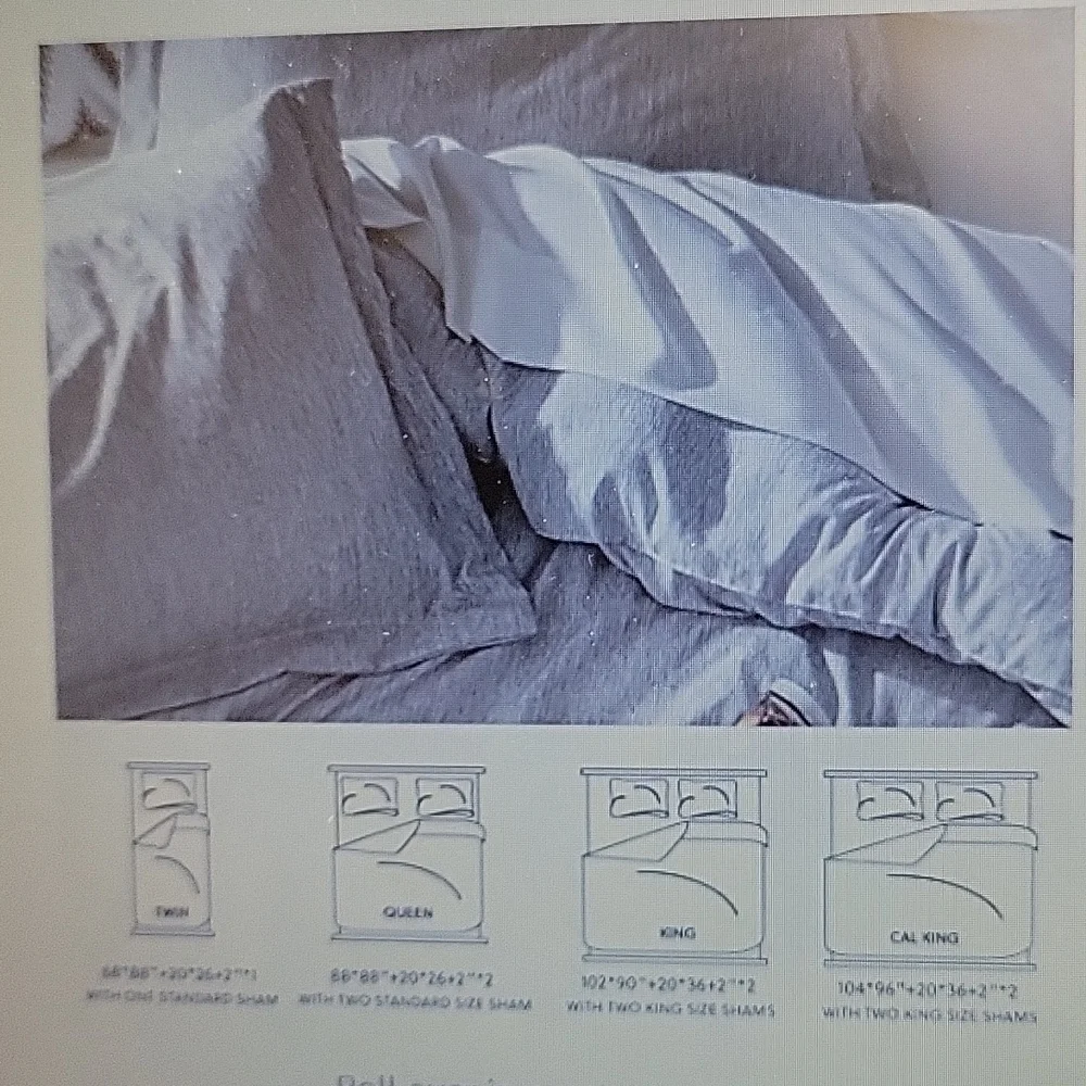 BEDSURE Queen 3pc comforter set Gray Cationic Dyed All Season 88X88